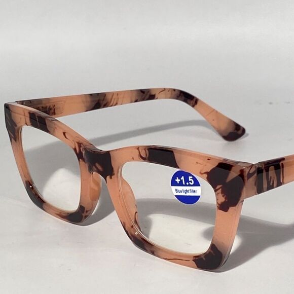 1292 Gretchen Reading Glasses 1.5 Square Pink Black Tortoise Frames NWT - Picture 8 of 9